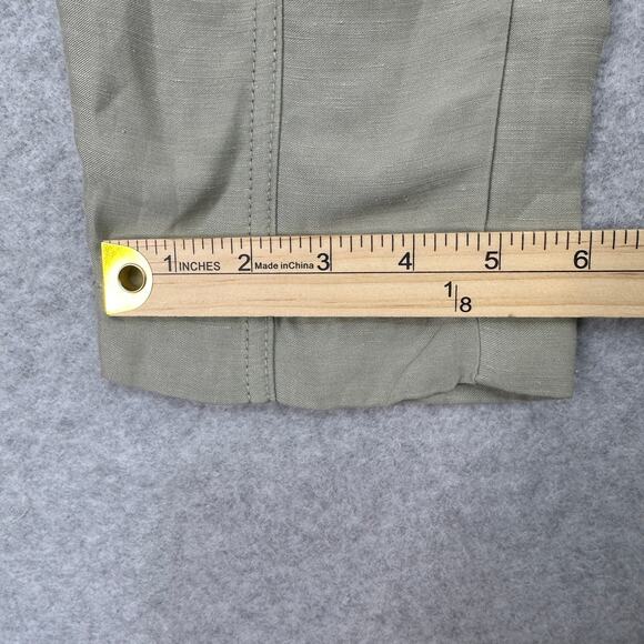 H by Halston Trouser Pant WMNS XS Green Linen Blend Mid-Rise Straight Minimalist - Picture 11 of 11